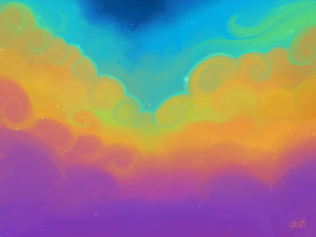 Cute Colorful Cloud Rainbow Background