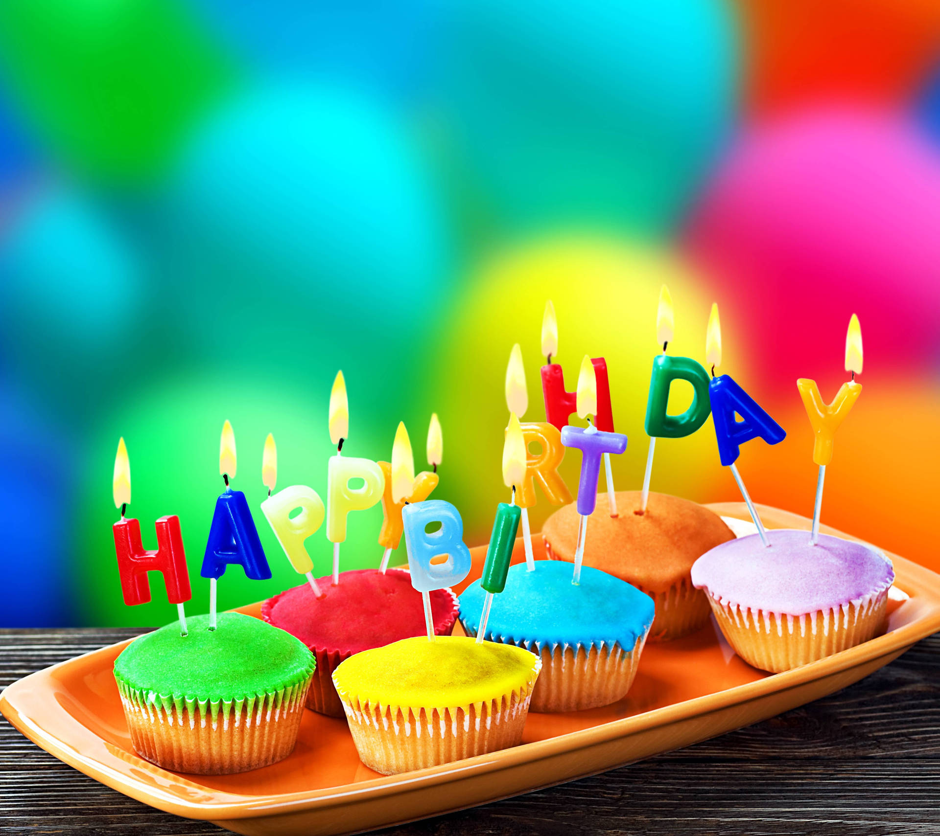 Cute Colorful Cupcakes Birthday Background Background