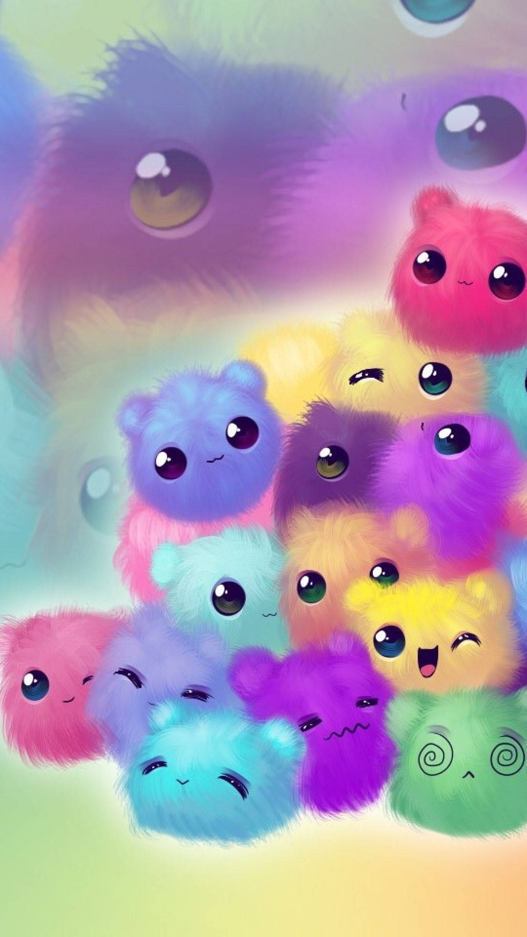 Cute Colorful Fuzzy Creatures Background