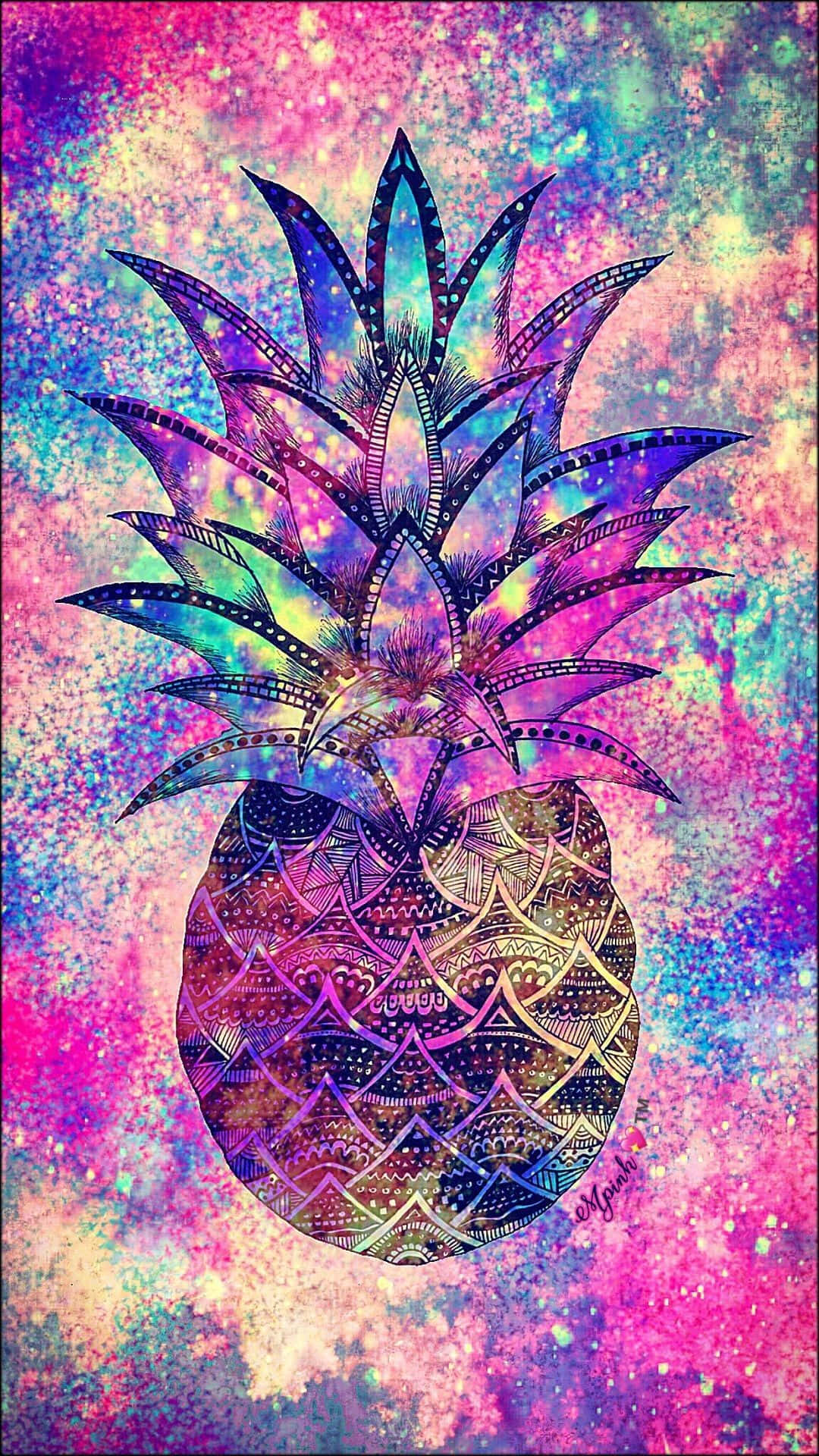 Cute Colorful Pineapple Fruit Background