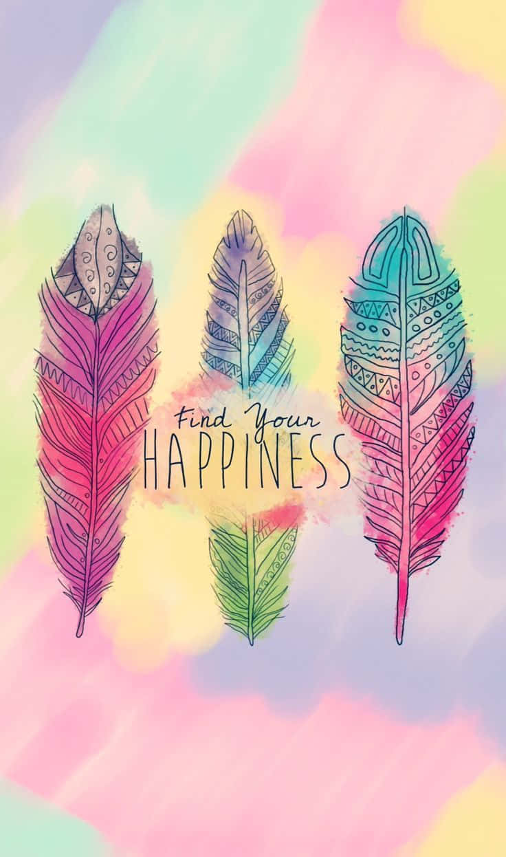 Cute Colorful Rainbow Feather Background