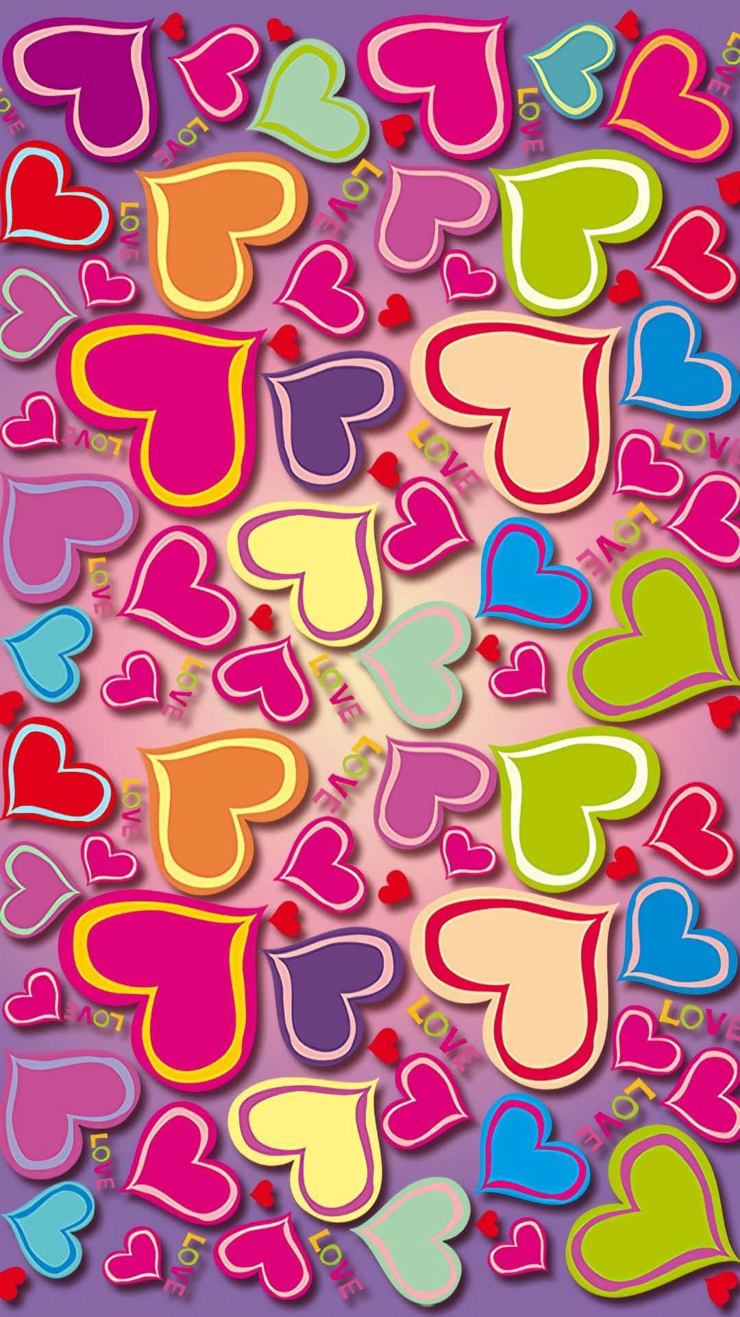 Cute Colorful Scattered Heart Shape Background