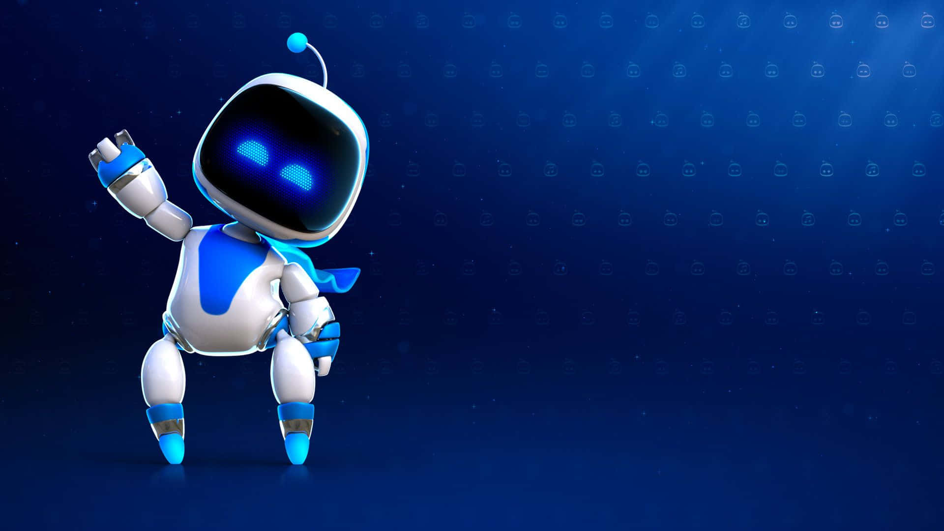 Cute Cool Ps4 Astro Bot Waving With Right Hand Background