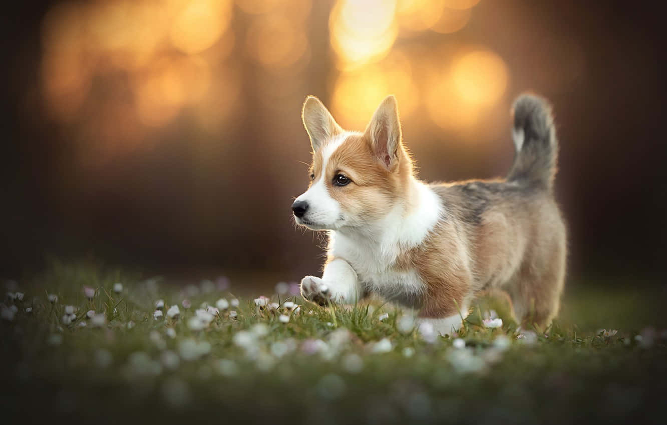 Cute Corgi Dog Running Background