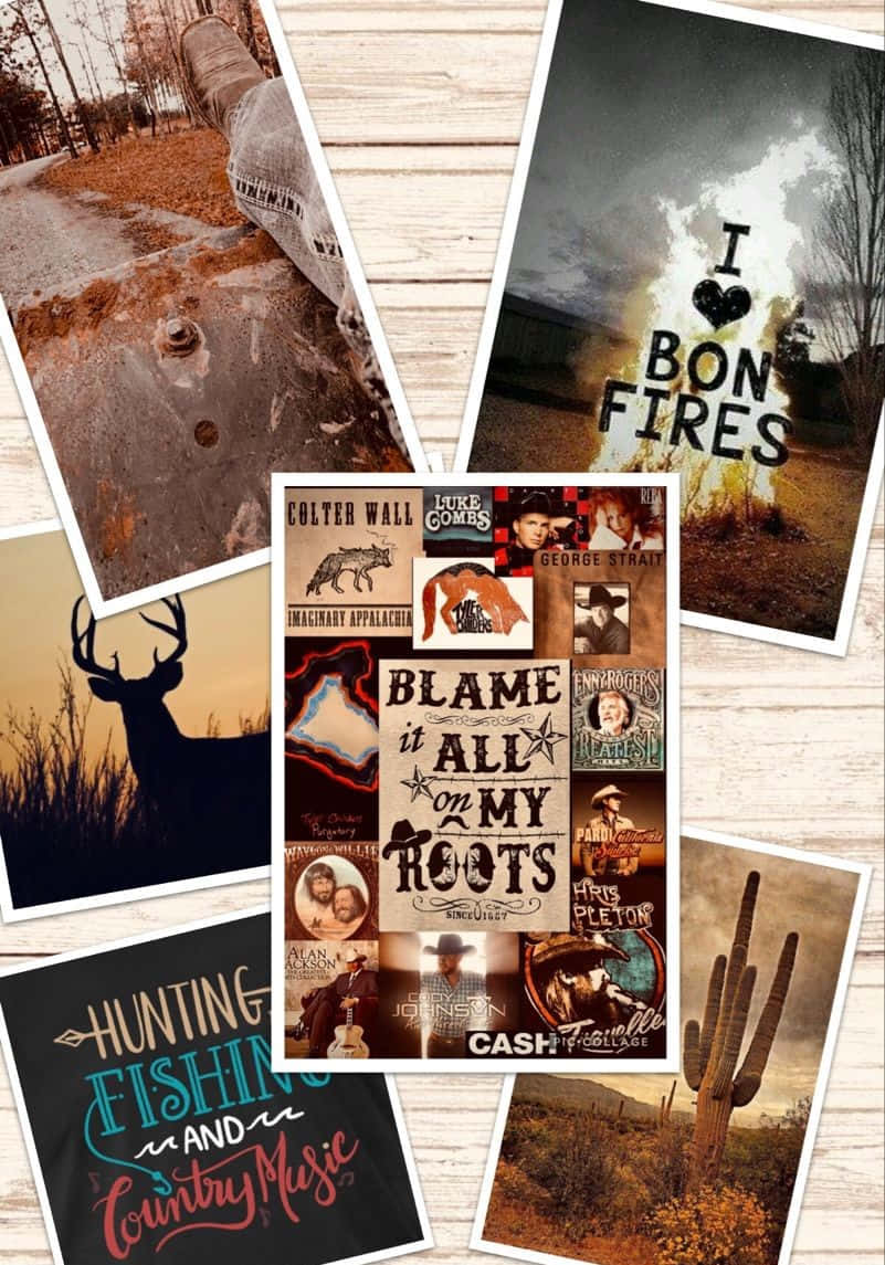 Cute Country Collage With White Border Background