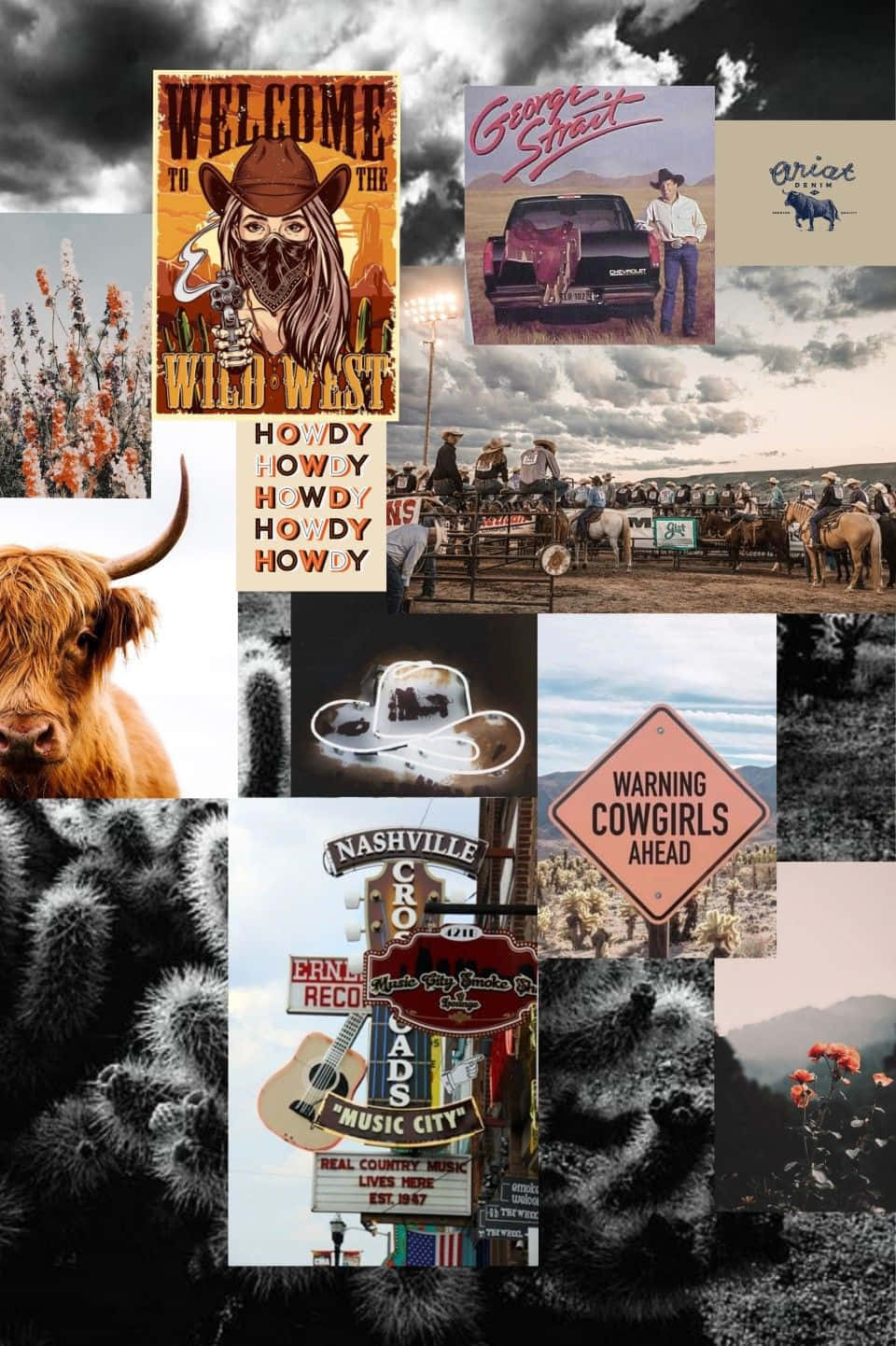Cute Country Western Life Collage Background