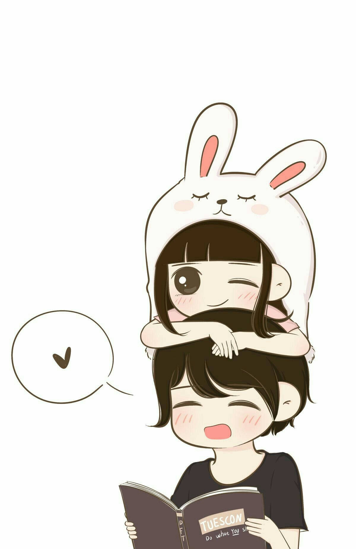 Cute Couple Cartoon And Bunny Background