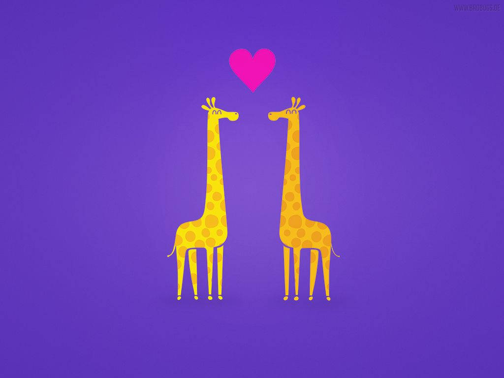 Cute Couple Drawing Artwork Of Giraffes Background