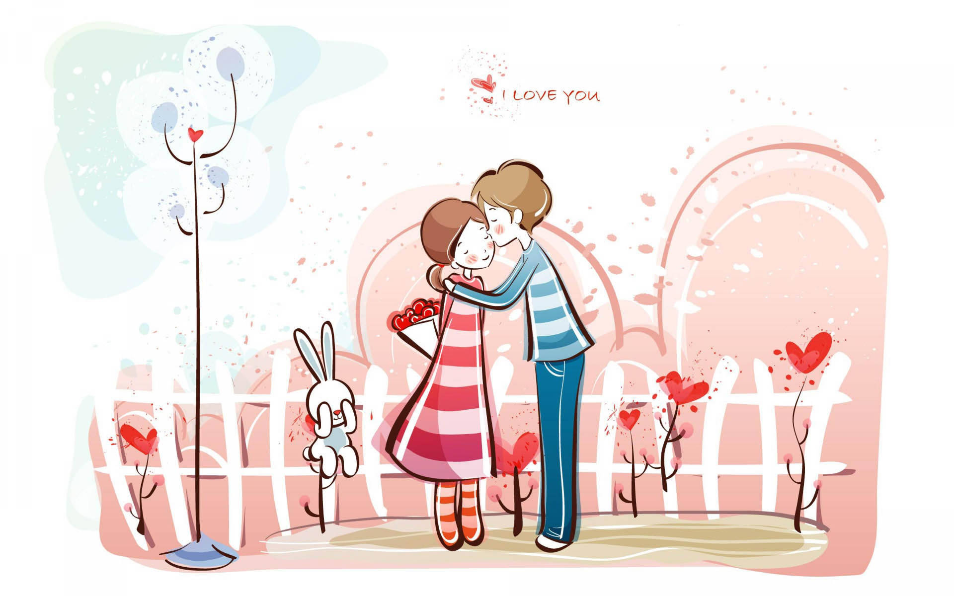 Cute Couple Drawing Kissing Background