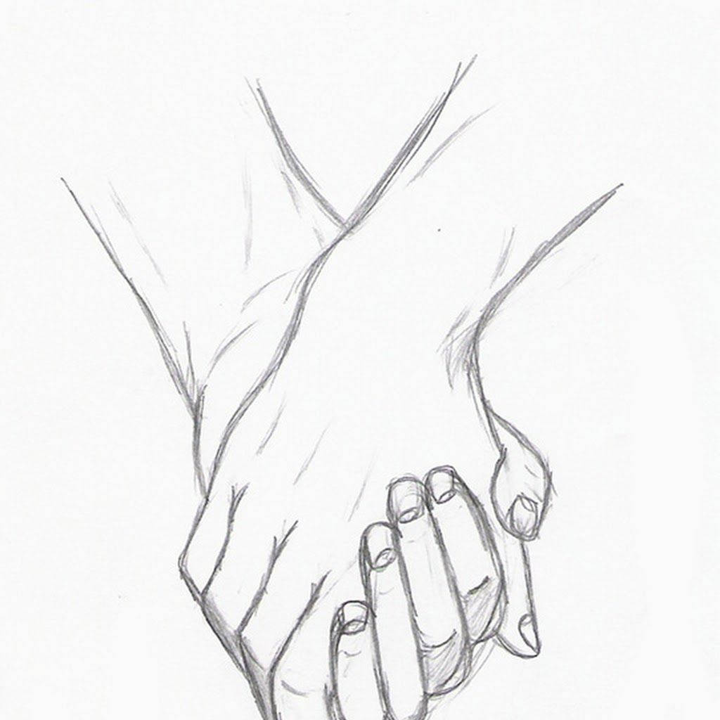 Cute Couple Drawing Of Hands Intertwined Background