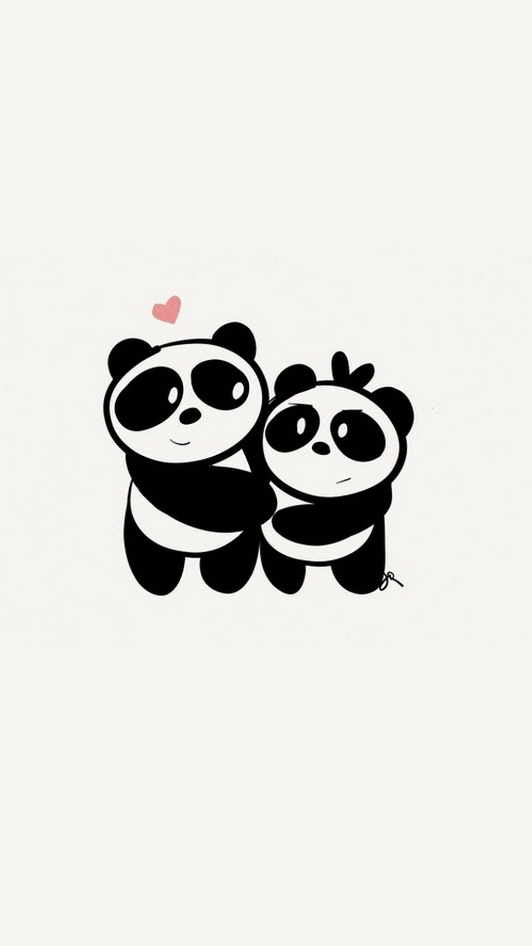 Cute Couple Drawing Of Panda Background