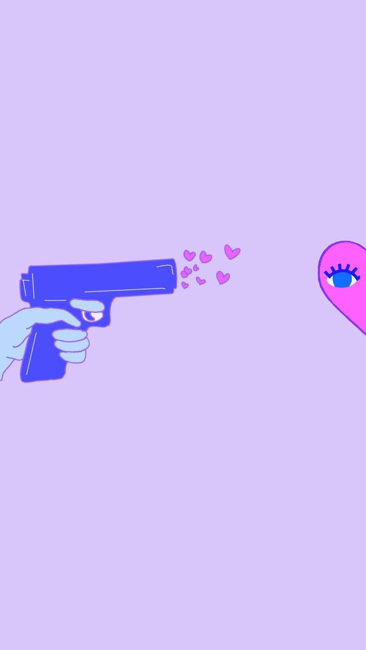 Cute Couple Matching Left Hand Gun Heart Background