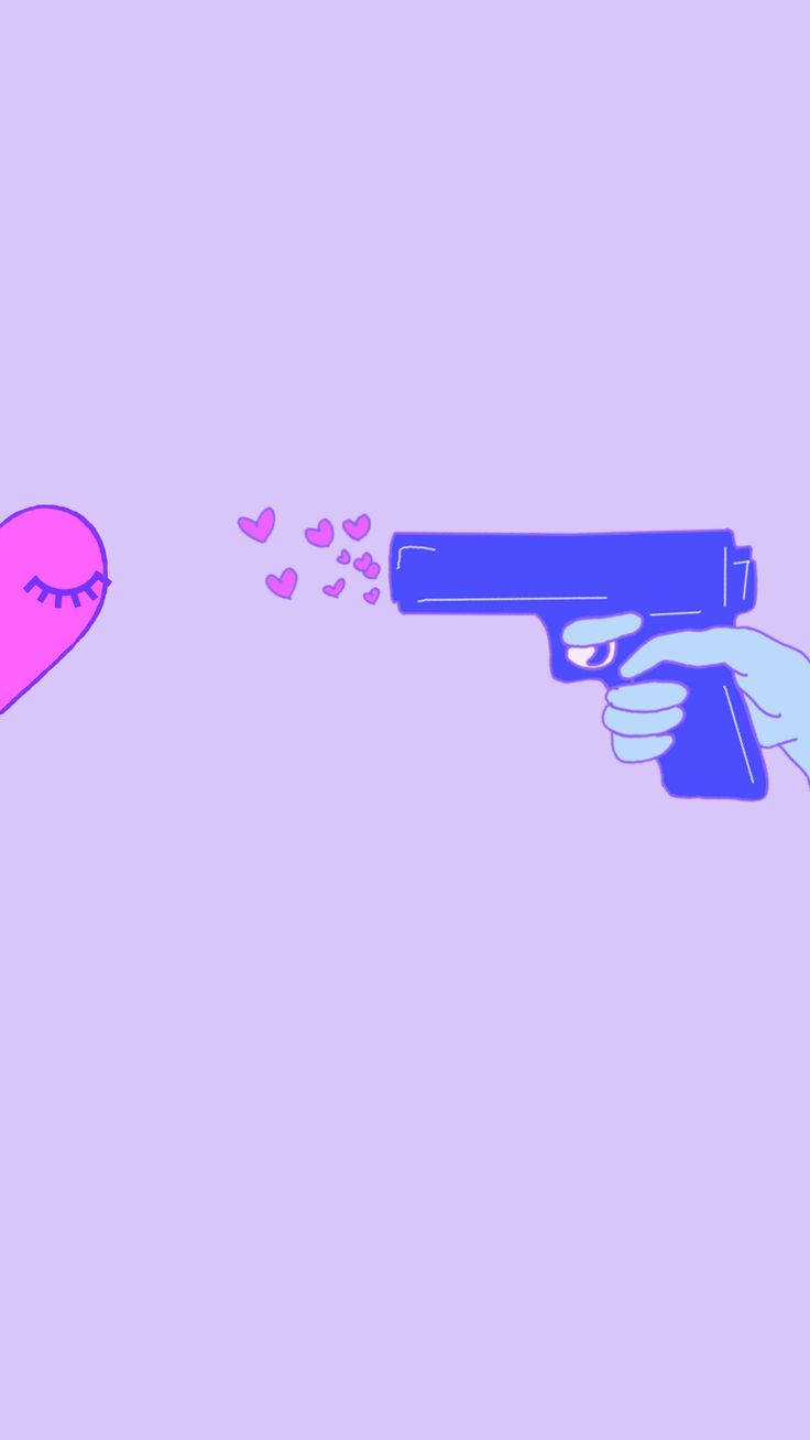 Cute Couple Matching Right Hand Gun Heart Background