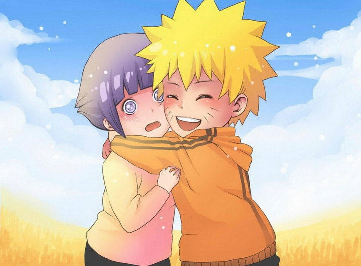 Cute Couple Naruto Hinata Hugging Background