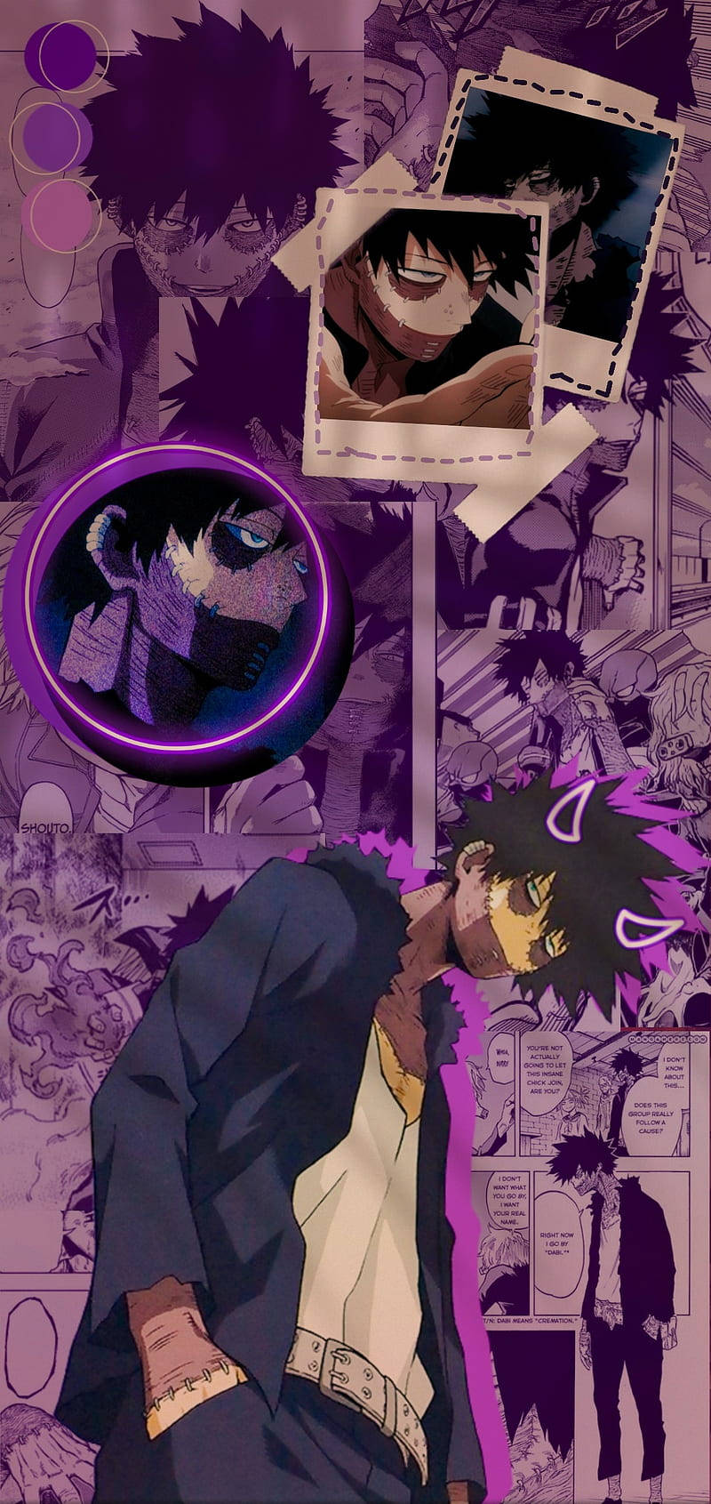 Cute Dabi Neon Purple Collage Background