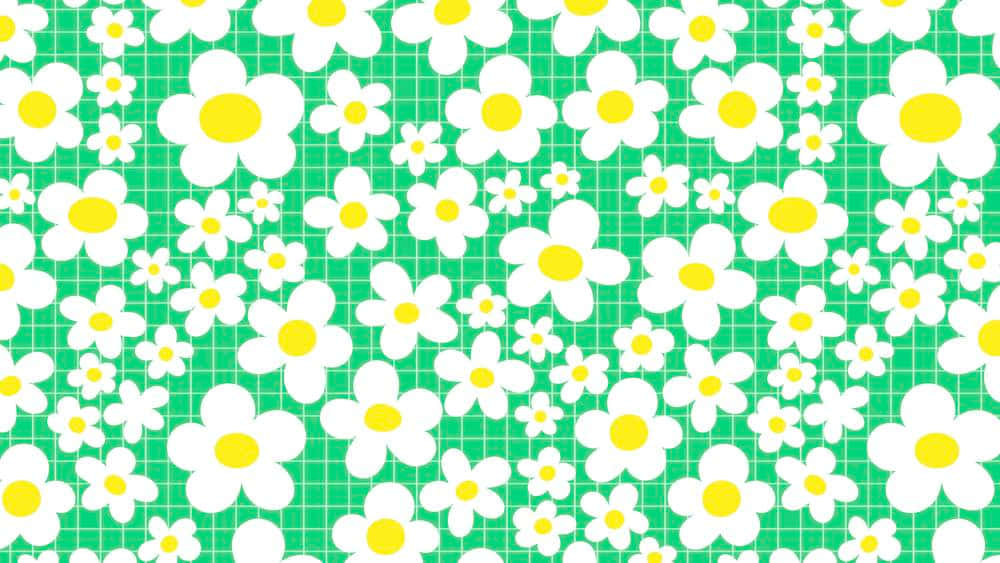 Cute Daisy Aesthetic Computer Green Background