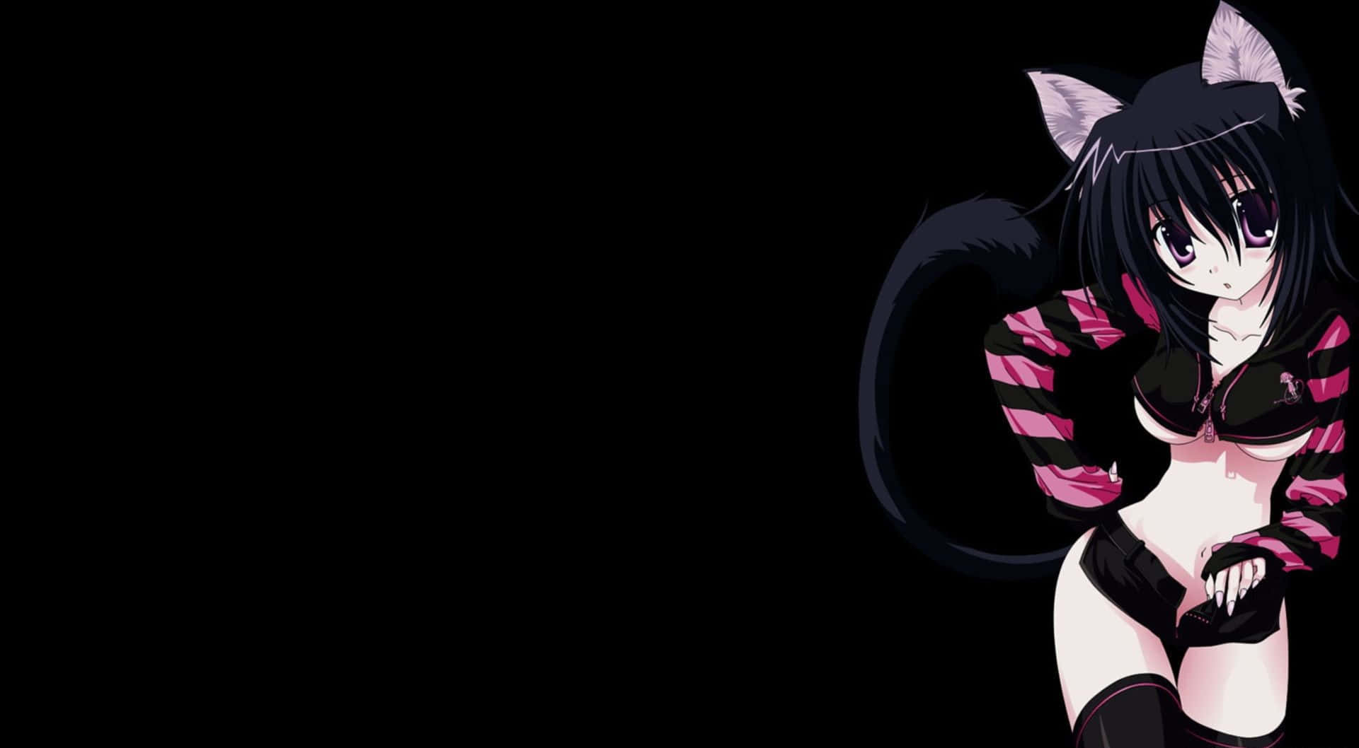 Cute Dark Anime Cat Girl Background