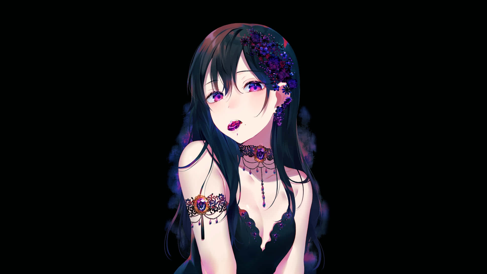 Cute Dark Anime Girl Background