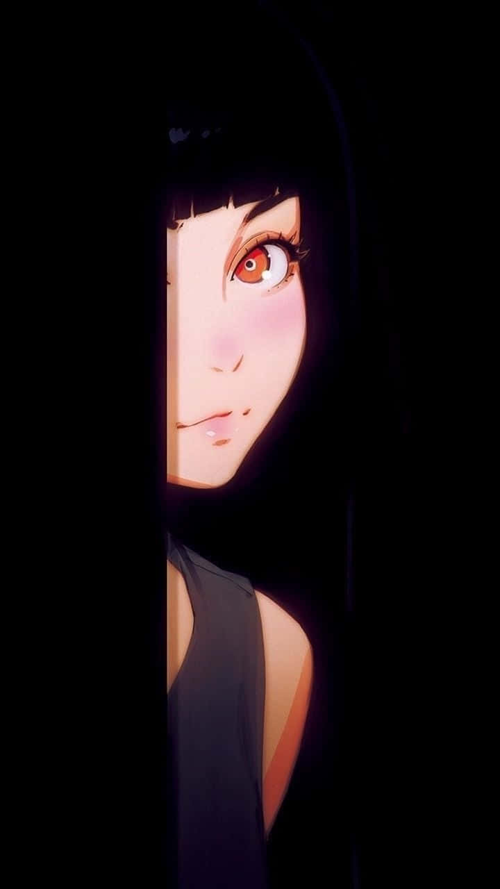 Cute Dark Anime Girl Hiding Background