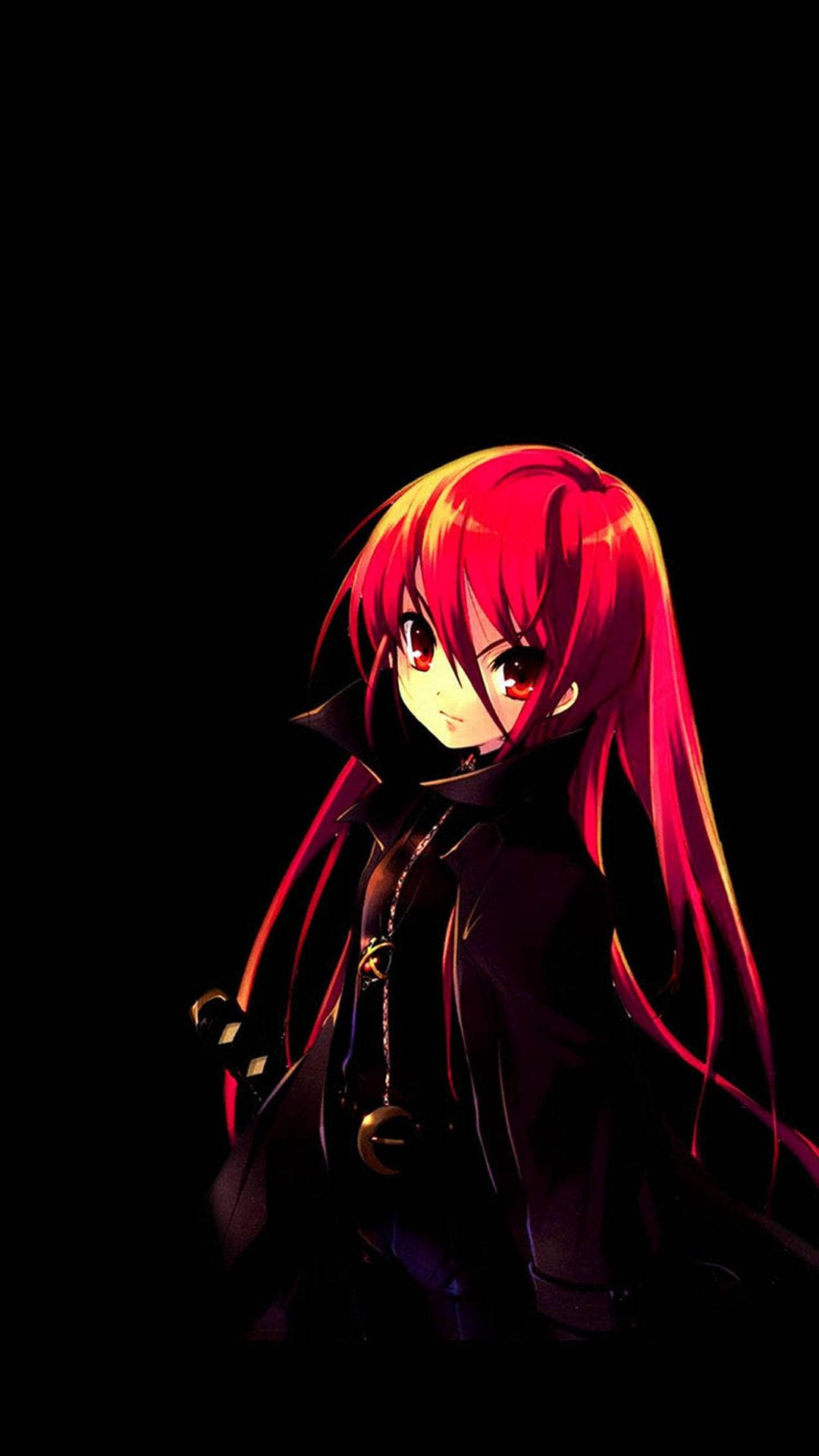 Cute Dark Red Anime Girl