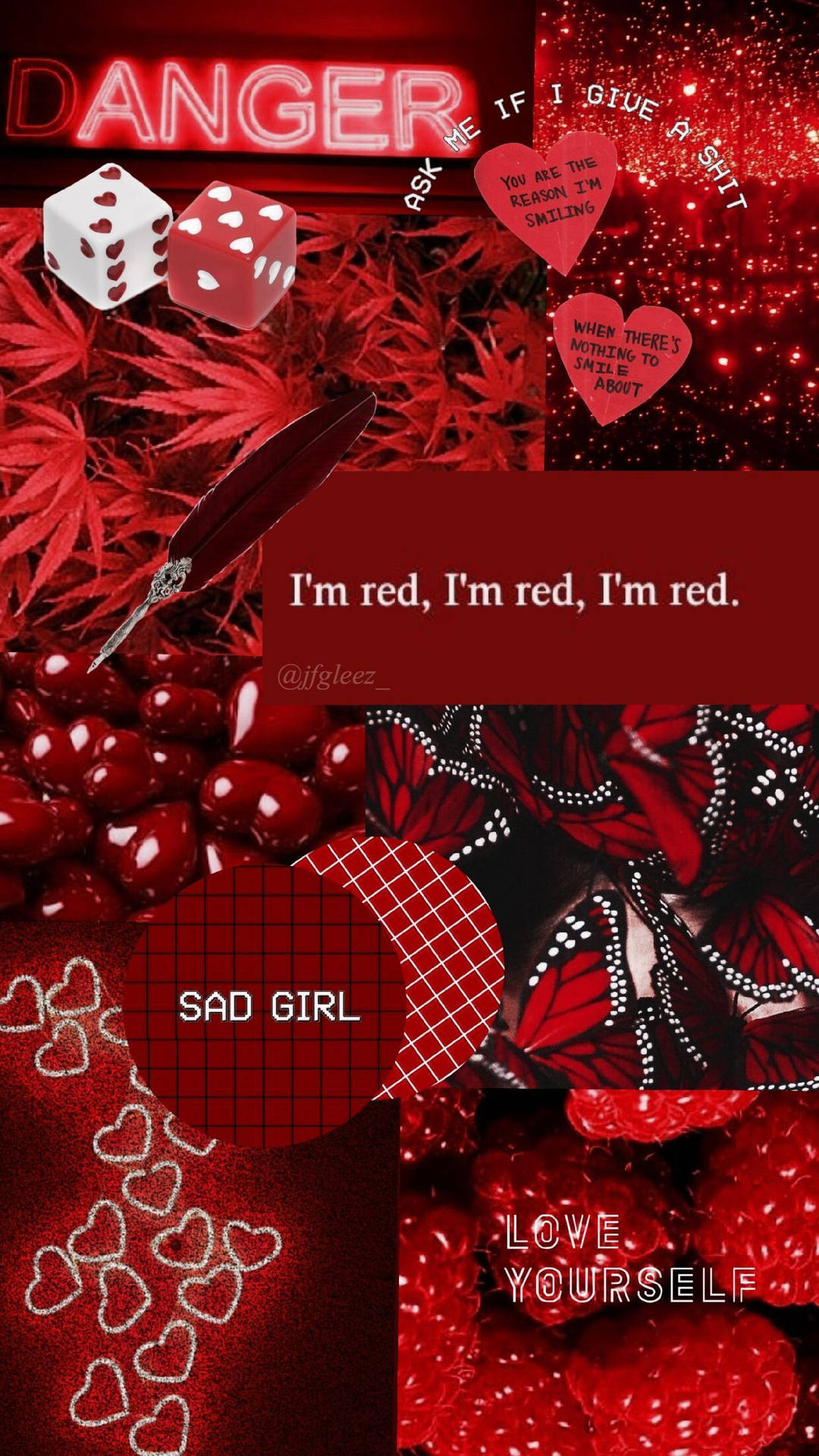 Cute Dark Red Sad Aesthetic Collage Background