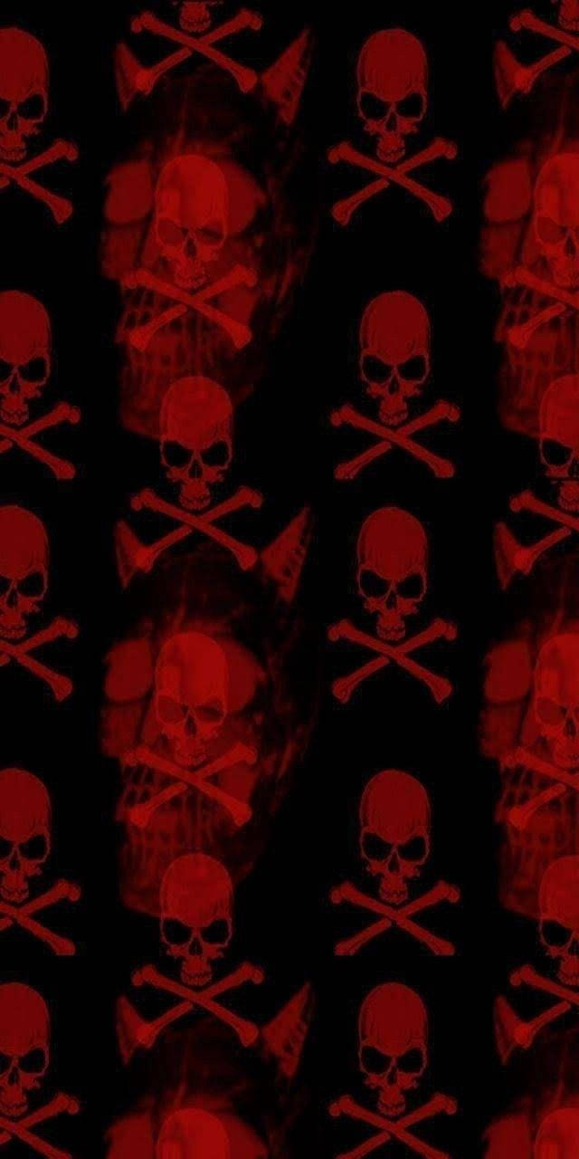 Cute Dark Red Skulls And Crossbones Background