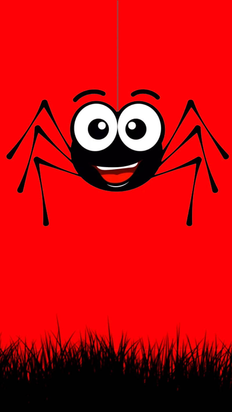 Cute Dark Red Smiling Spider Background