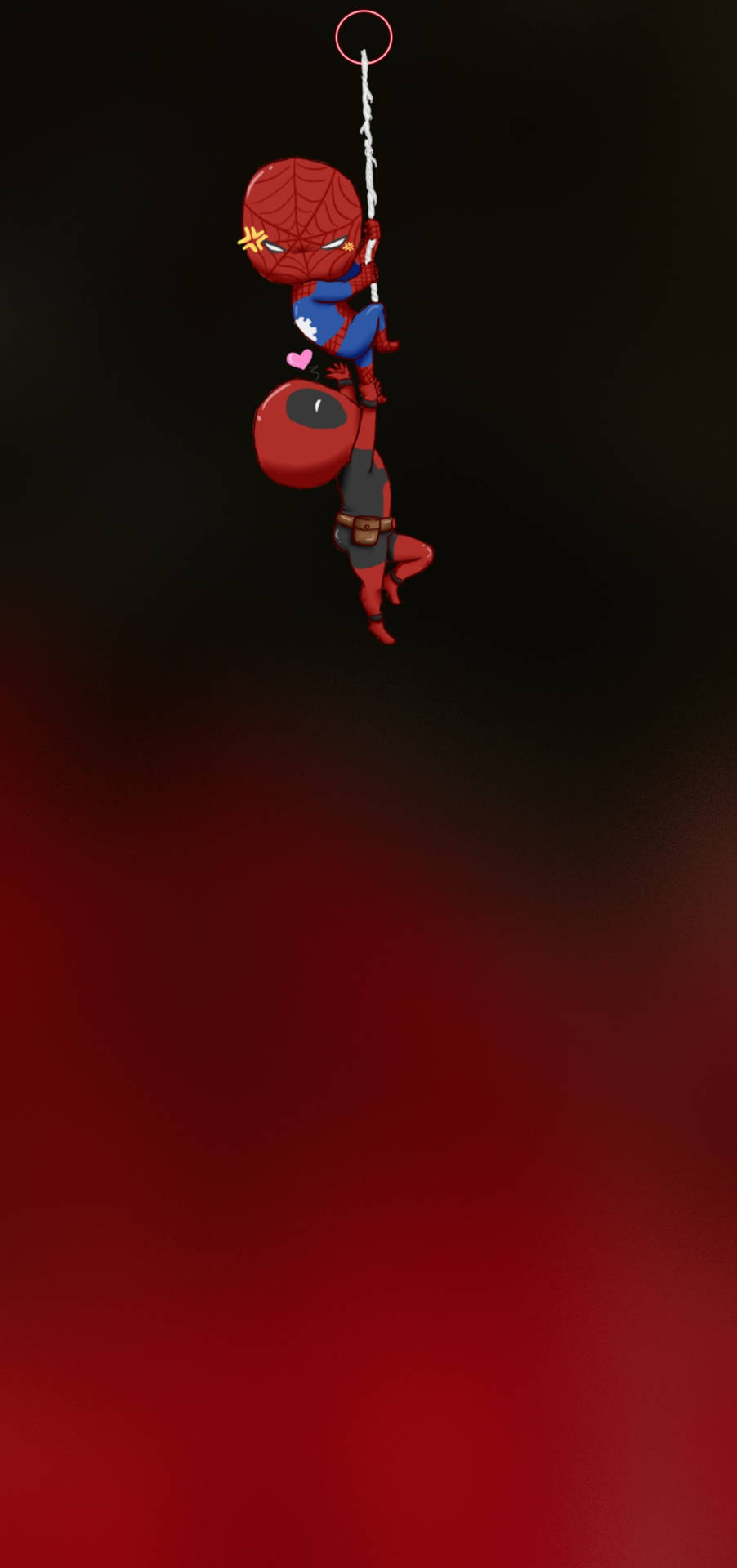 Cute Deadpool And Spiderman Punch Hole 4k