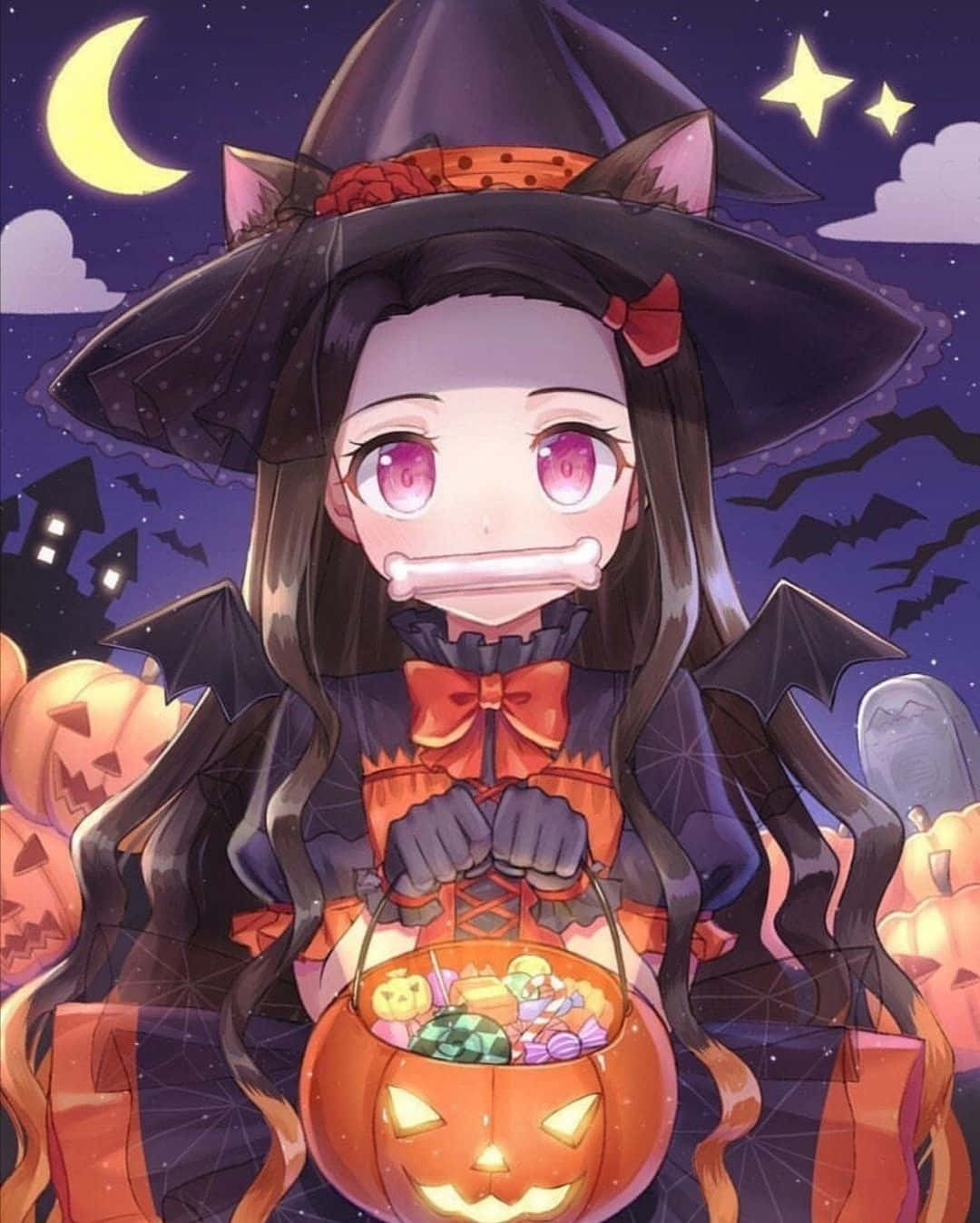 Cute Demon Slayer Nezuko Kamado Halloween Costume Background