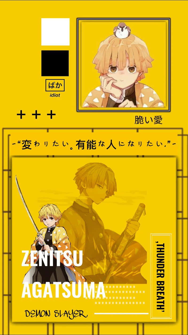 Cute Demon Slayer Zenitsu Agatsuma Profile Background