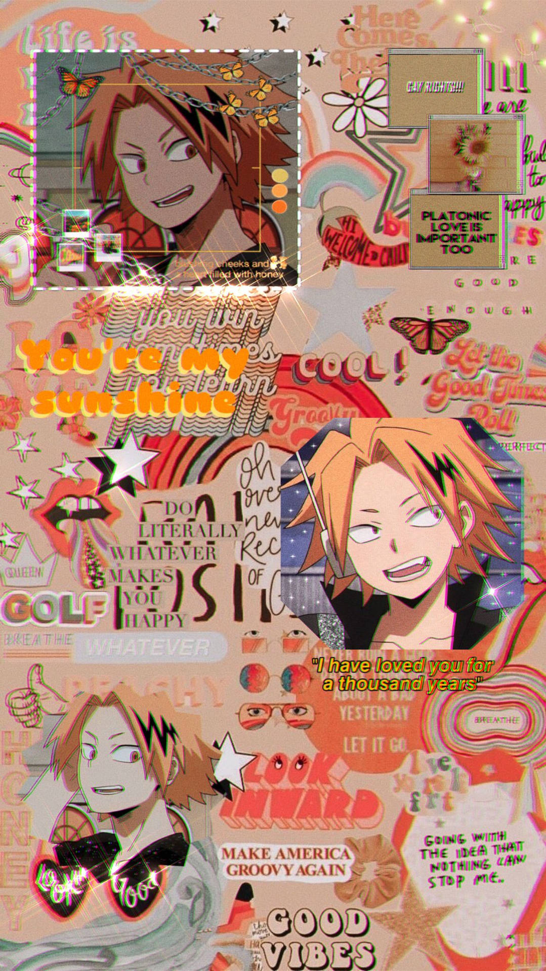 Cute Denki Orange Collage Background