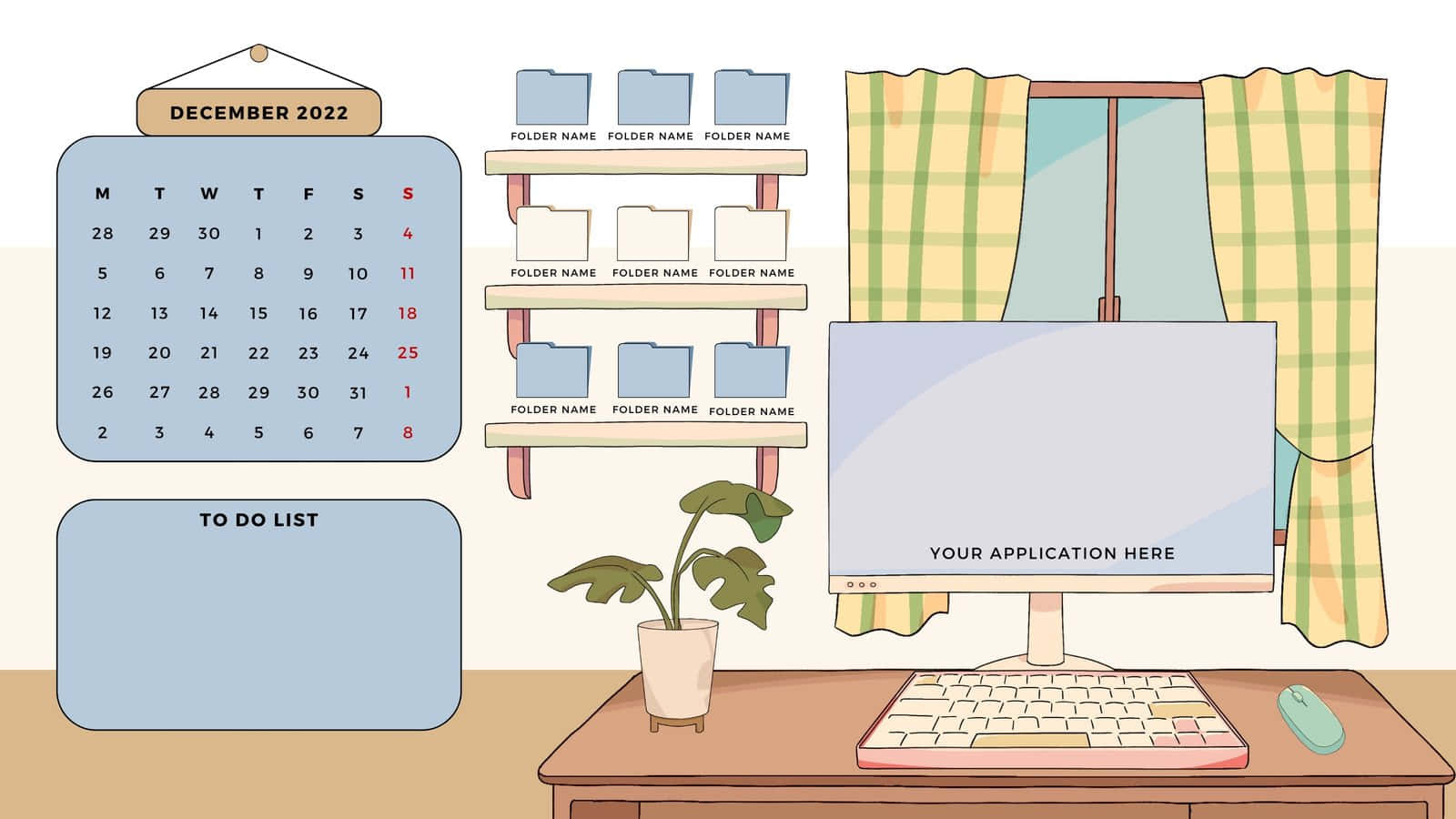 Cute Desktop Organizer Animated Illustration