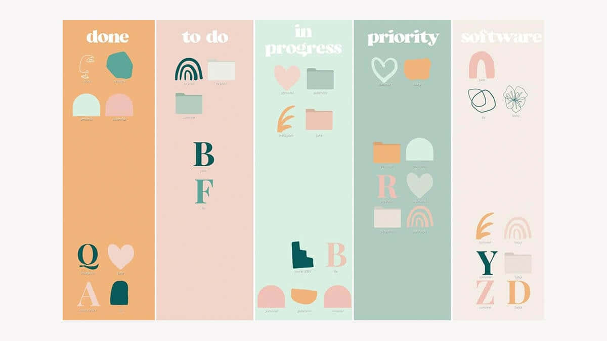 Cute Desktop Organizer Letters And Shapes Background