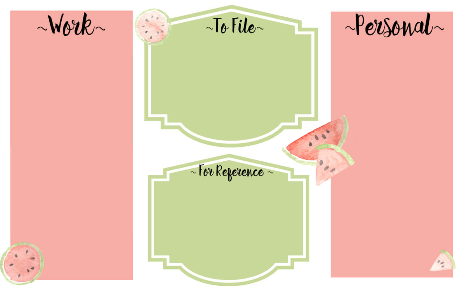 Cute Desktop Organizer Pink Watermelon Background