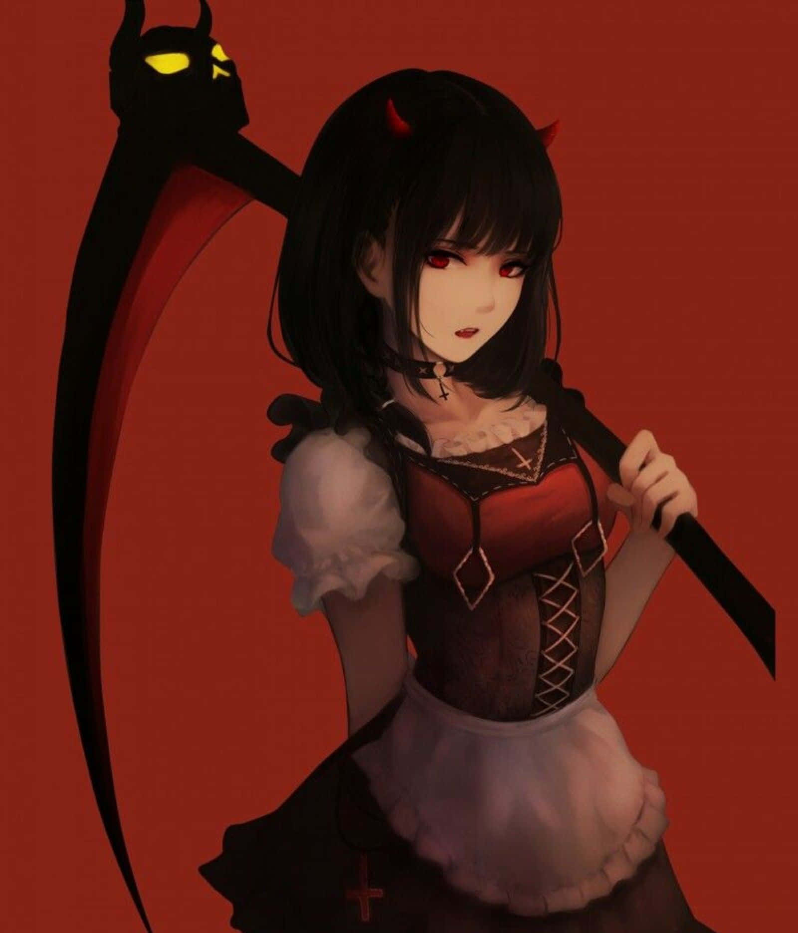 Cute Devil Girl With Horns And A Fiery Attitude. Background