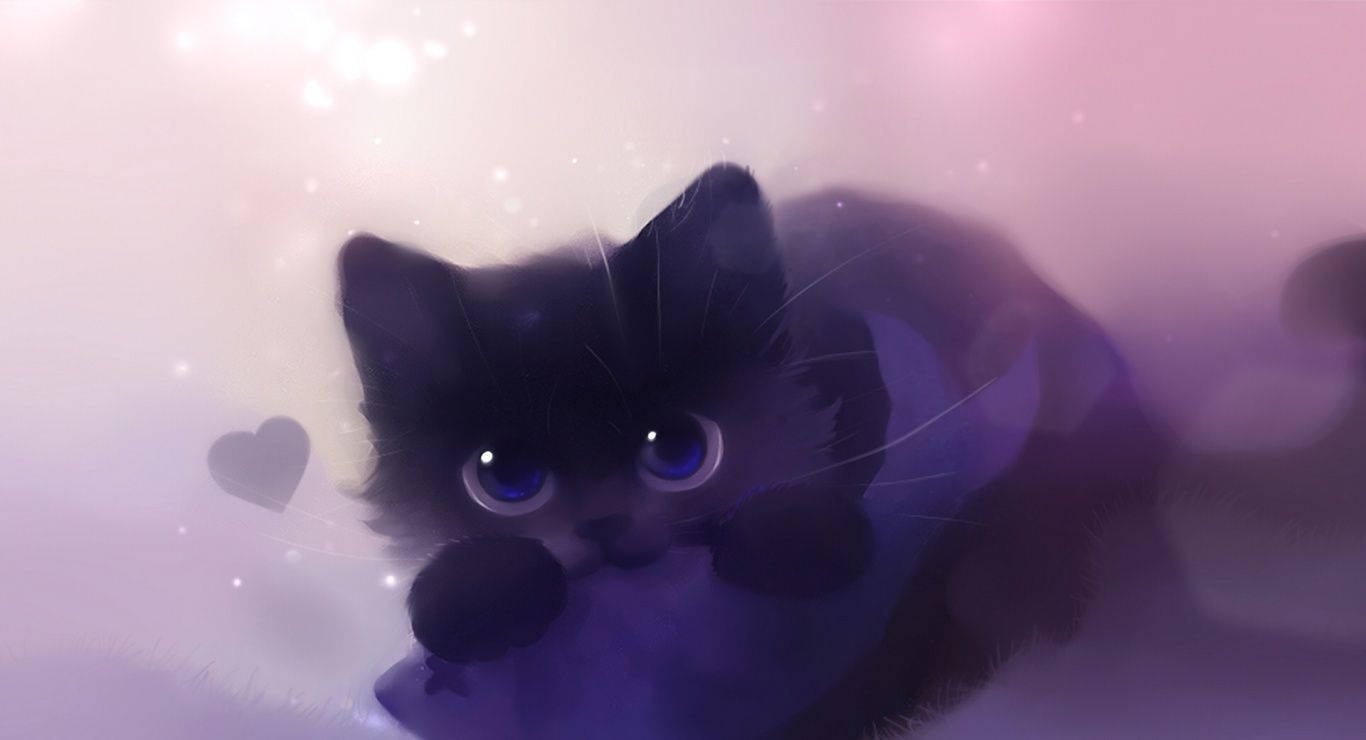 Cute Digital Painted Cat Background