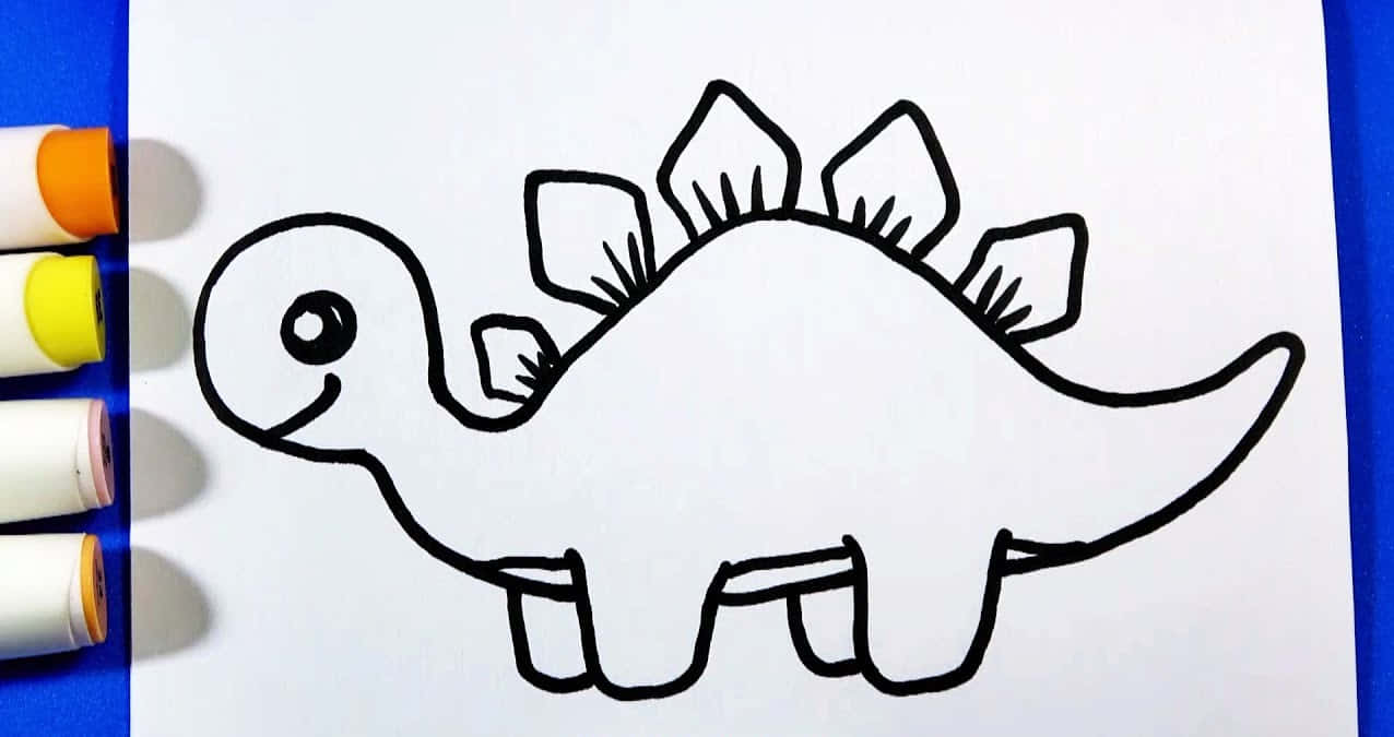 Cute Dino Stegosaurus Line Illustration Background