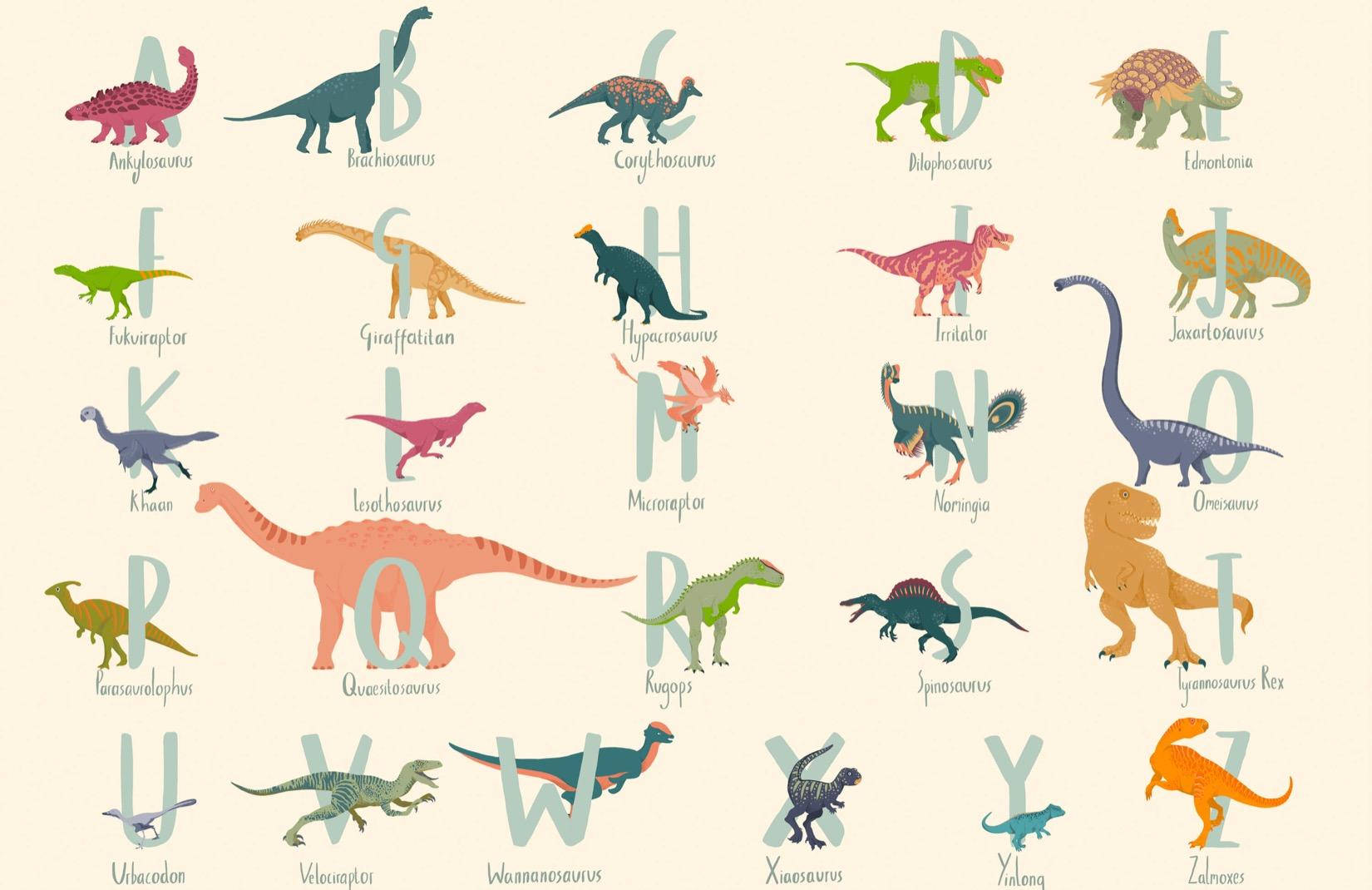 Cute Dinosaur Alphabet Background