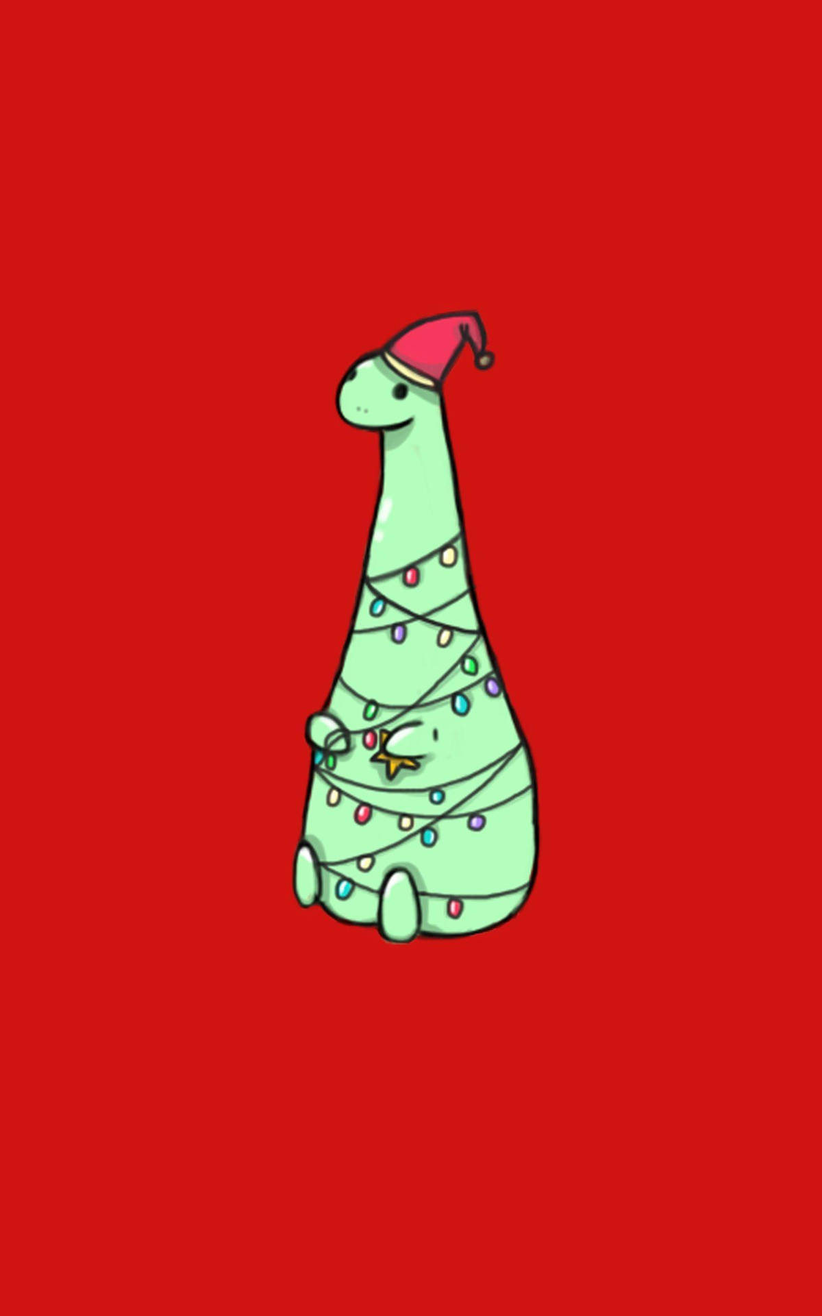 Cute Dinosaur As Christmas Tree Background
