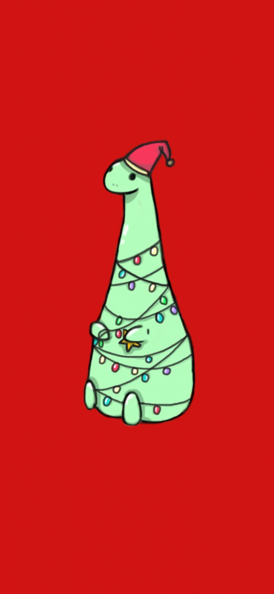 Cute Dinosaur Christmas Phone Background
