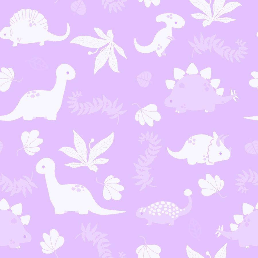 Cute Dinosaur Collage Purple Aesthetic Background