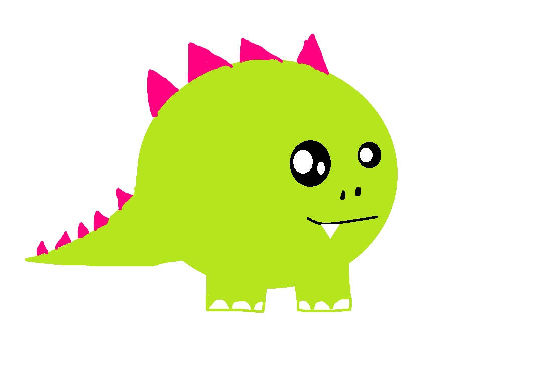 Cute Dinosaur Drawing On White Background