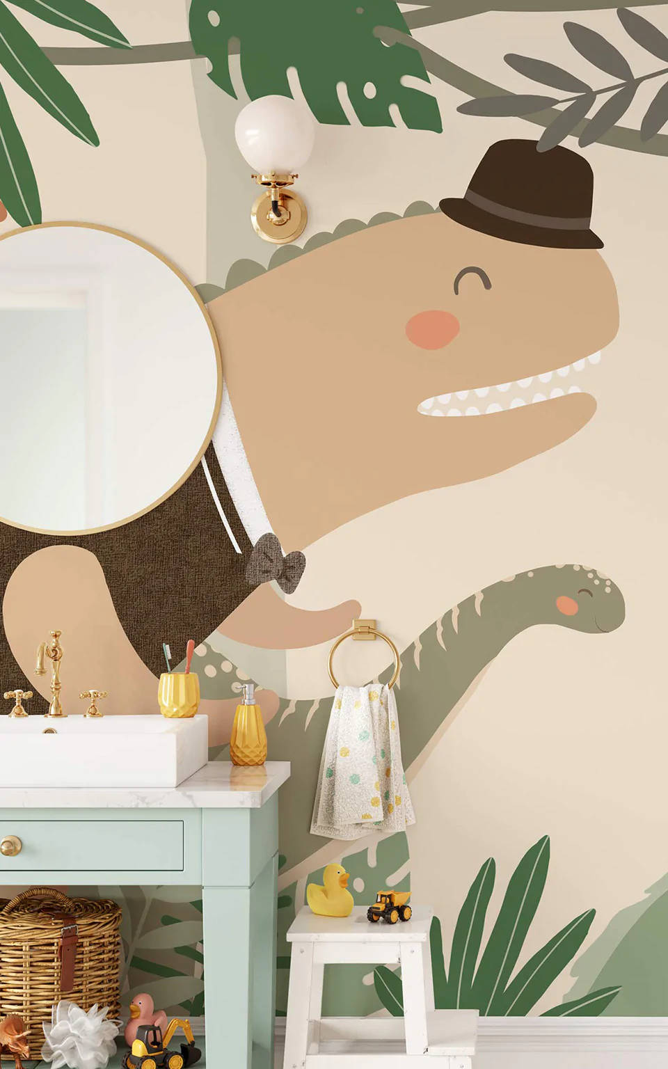 Cute Dinosaur Phone Bathroom Sticker Background