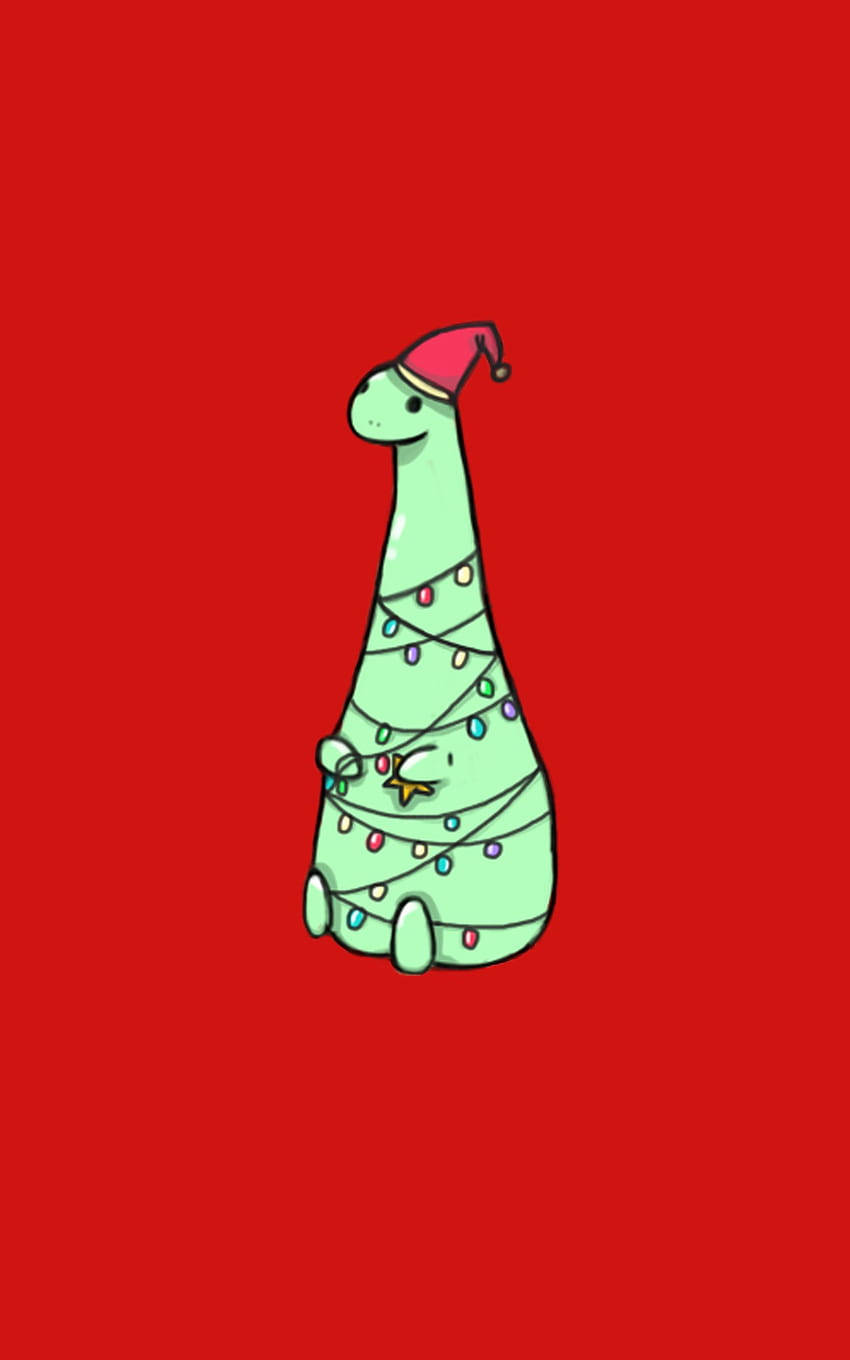 Cute Dinosaur Phone Christmas Lights Background