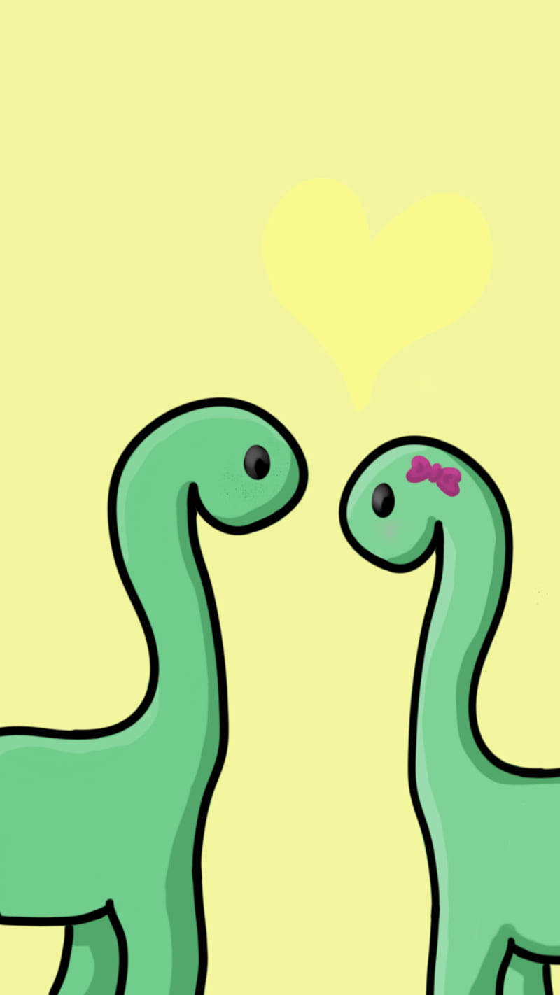 Cute Dinosaur Phone In Love Background