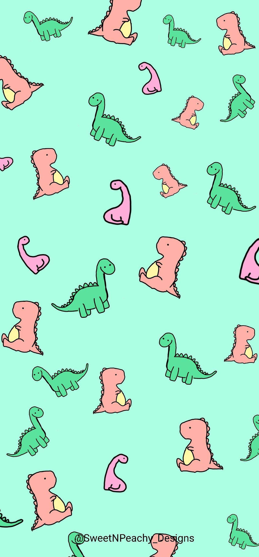 Cute Dinosaur Phone Mint Green Background