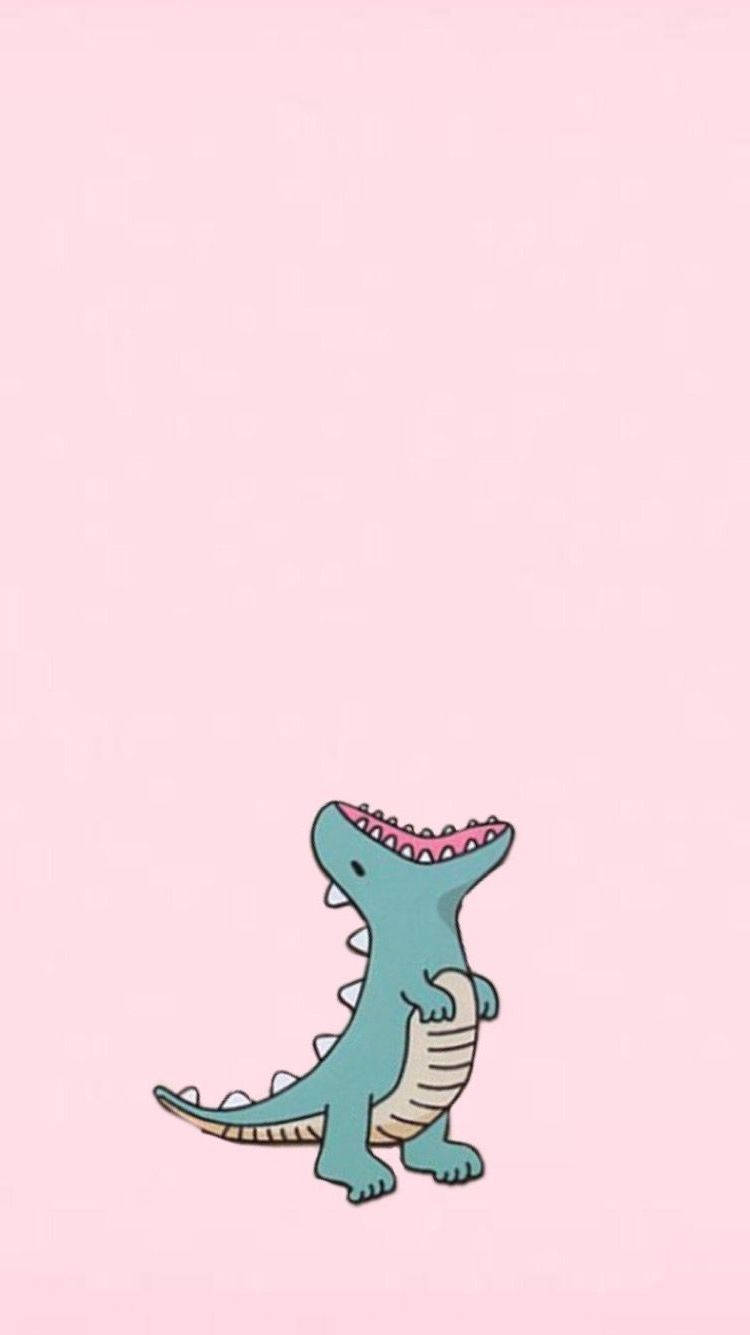 Cute Dinosaur Phone Mouth Open Background