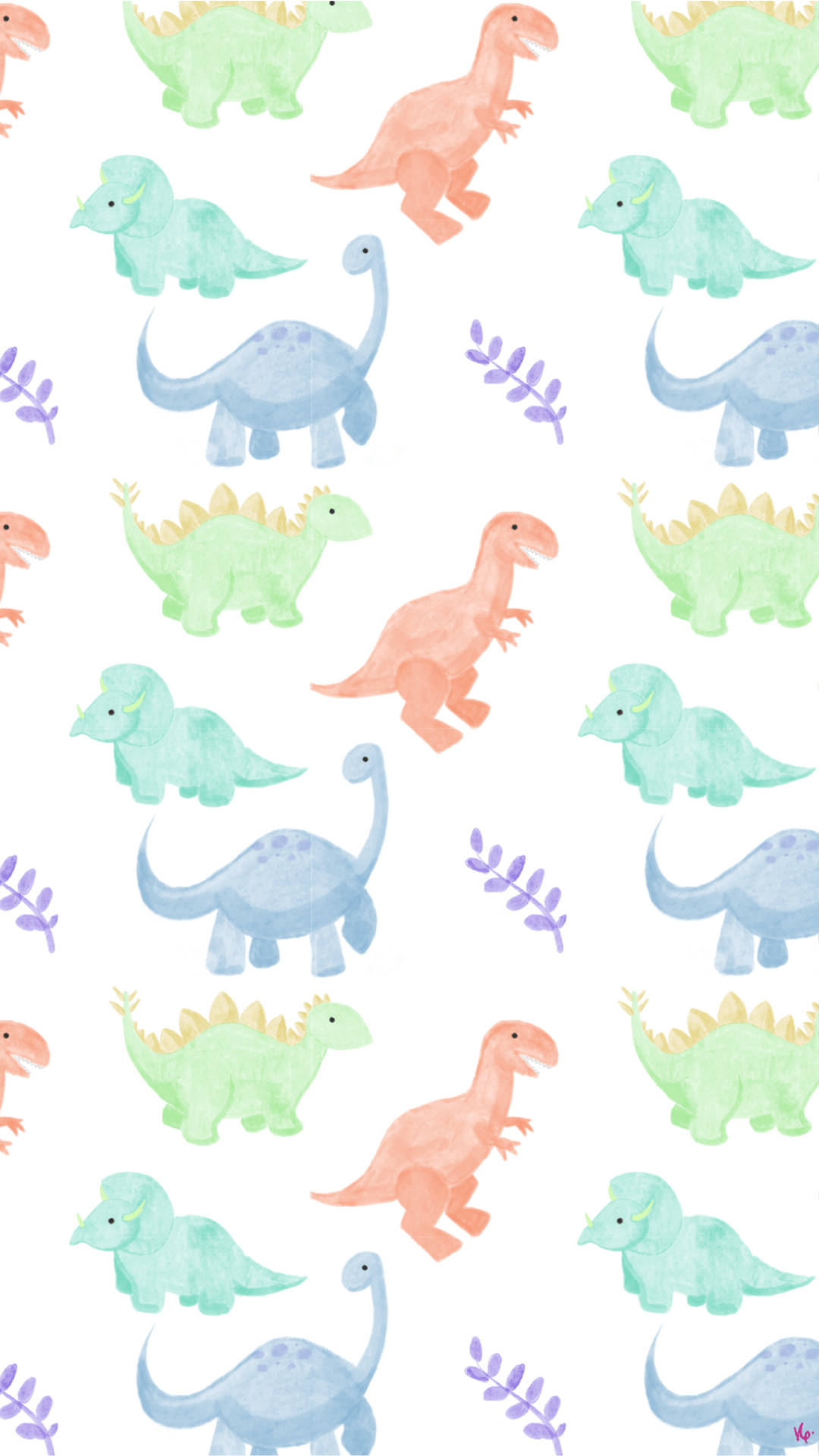 Cute Dinosaur Phone Watercolor Style Background