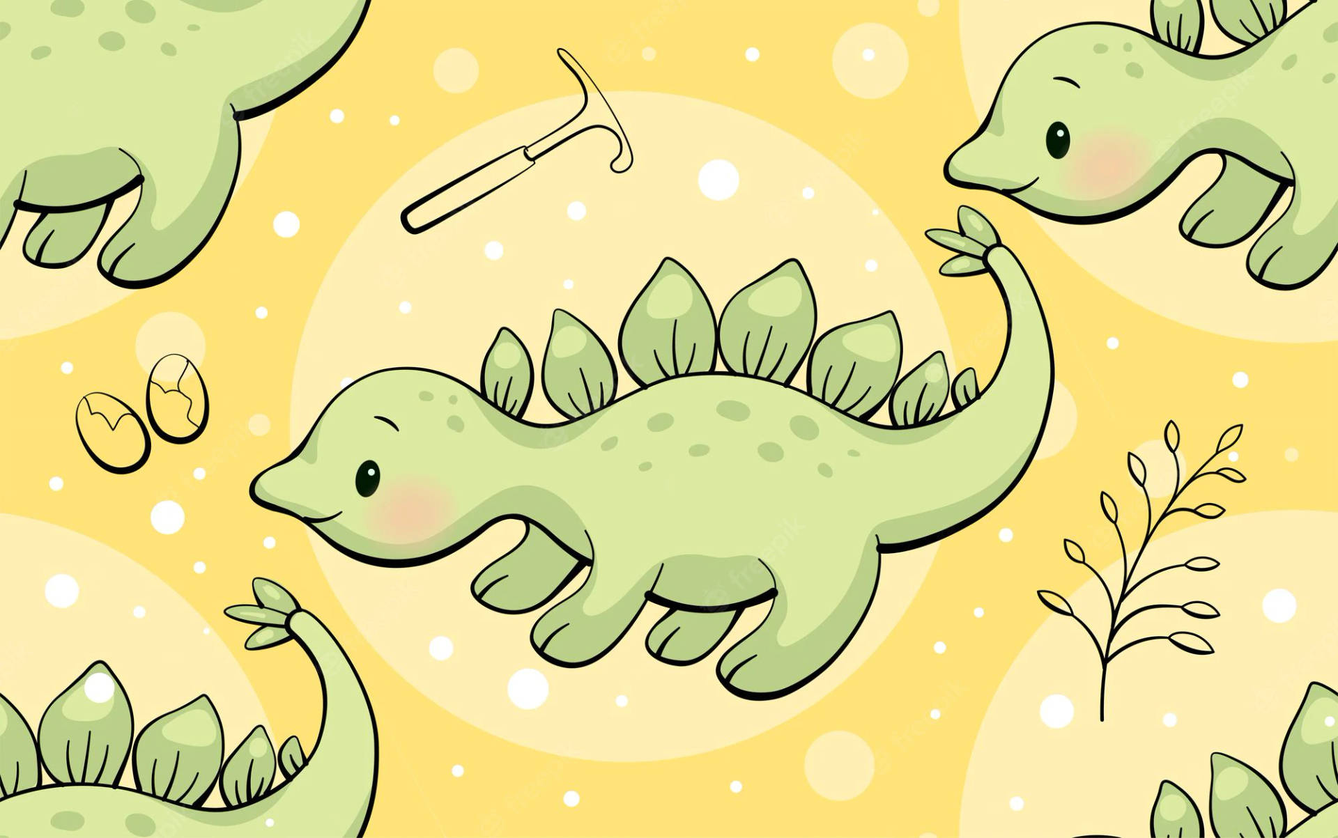 Cute Dinosaur Phone Yellow Dots Background