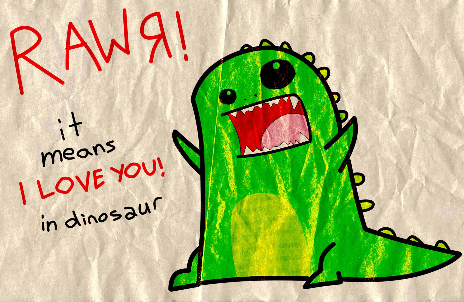 Cute Dinosaur Rawr I Love You Background